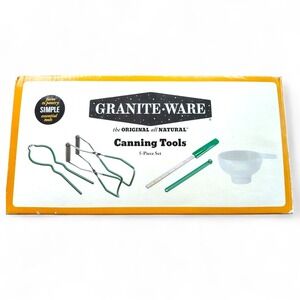 Granite Ware 5 Piece Home Canning Tool Set Kit Jar Lifter Funnel Wrench Green